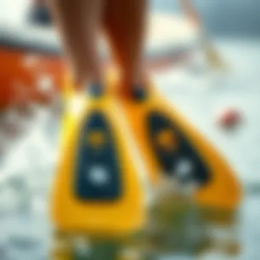 Historical representation of UDT Duck Feet in aquatic sports.