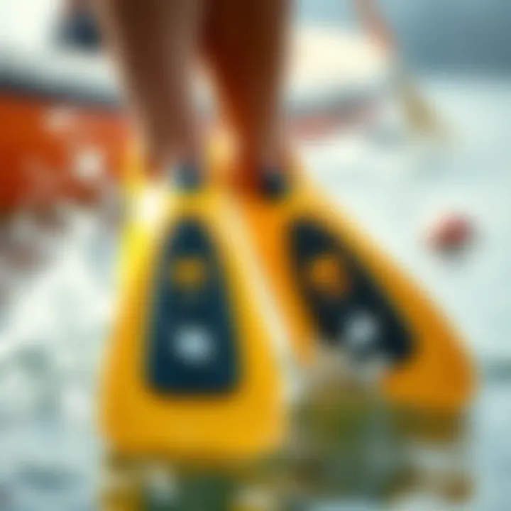 Historical representation of UDT Duck Feet in aquatic sports.