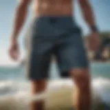 Premium board shorts showcasing advanced fabric technology