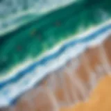 Aerial view of a stunning surf beach with perfect waves