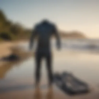 A scenic beach view with the Billabong Absolute Wetsuit laid out to dry.