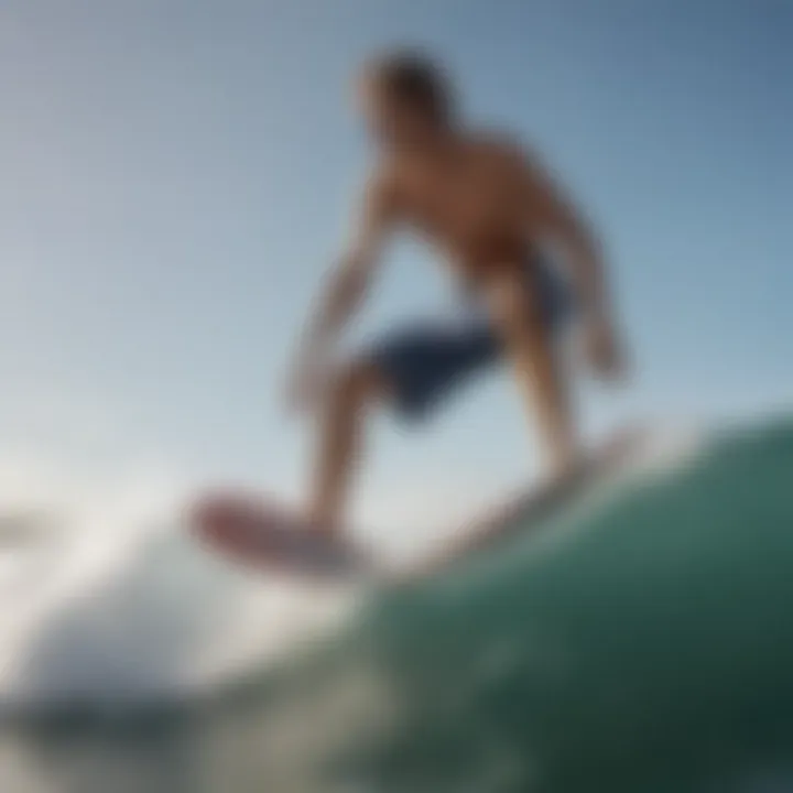 Athlete demonstrating flexibility and comfort in boardshorts while surfing