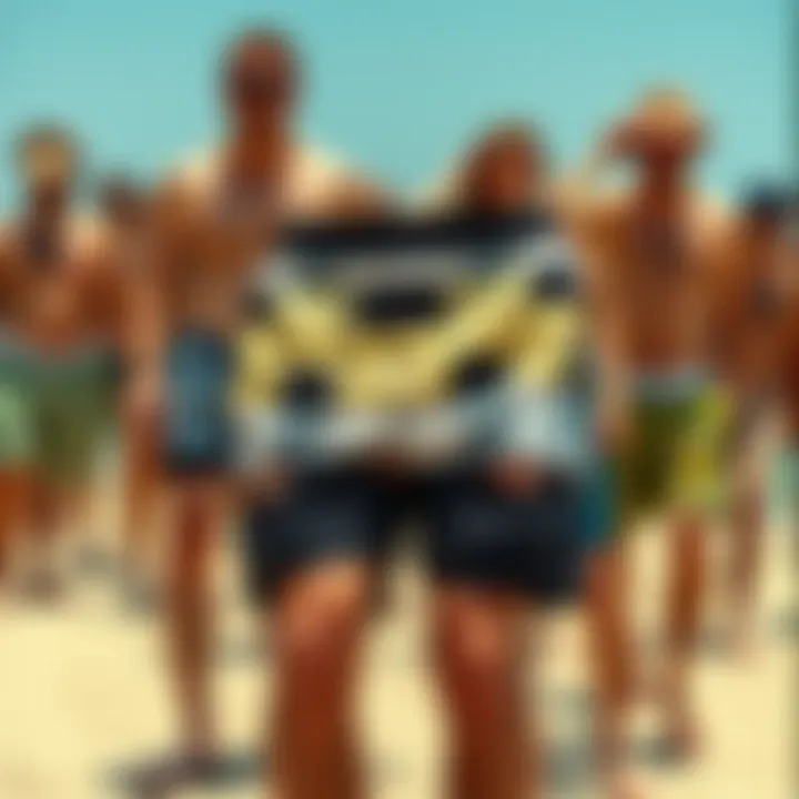 An array of boardwalk shorts showcasing different styles and lengths.