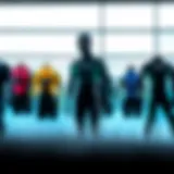 A selection of budget-friendly wetsuits displayed