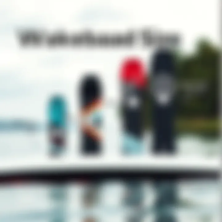 Illustration showing various wakeboard sizes aligned