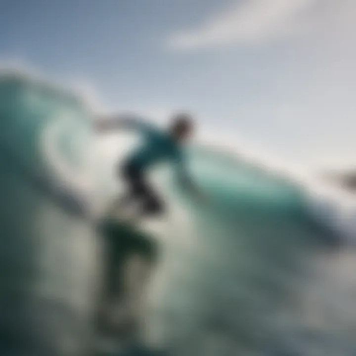 A beginner surfer confidently riding a wave on a suitable surfboard