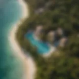 A stunning view of Coconut Bay Beach Resort from above, showcasing the lush surroundings and pristine coastline.