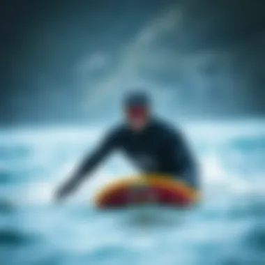 Cold-Water Surfing with Neoprene Gear An athlete wearing a neoprene suit while engaging in cold-water surfing