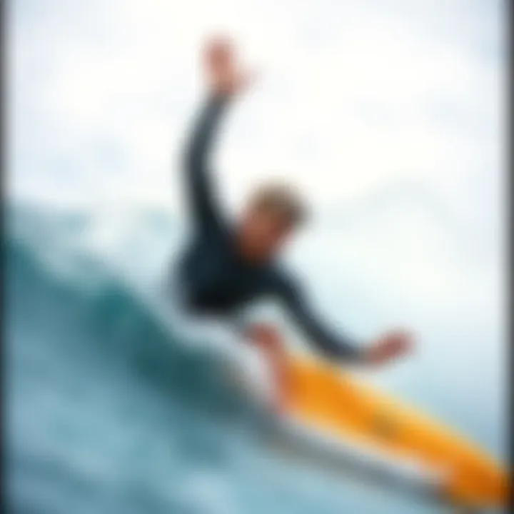 A legendary surfer depicted in a moment of triumph on the waves.