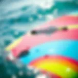 Close-up of a 33 inch boogie board showcasing its sleek design and vibrant colors.