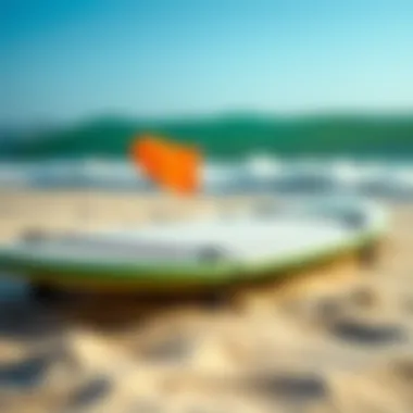 A well-maintained boogie board resting on the sand, highlighting proper care and maintenance.