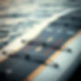 Detailed view of the construction of a bodyboard.