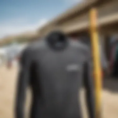 Close-up of a wetsuit hanging to dry in the sun