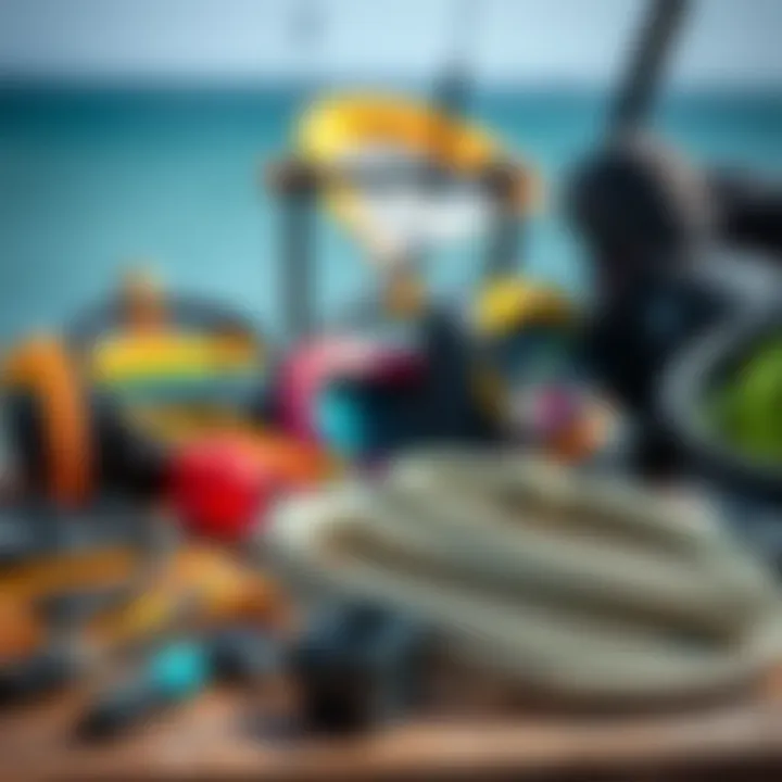 Comprehensive Kitesurfing Lines and Accessories Collection A variety of kitesurfing lines and accessories