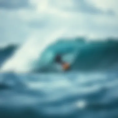 Surfer navigating challenging Pipeline waves