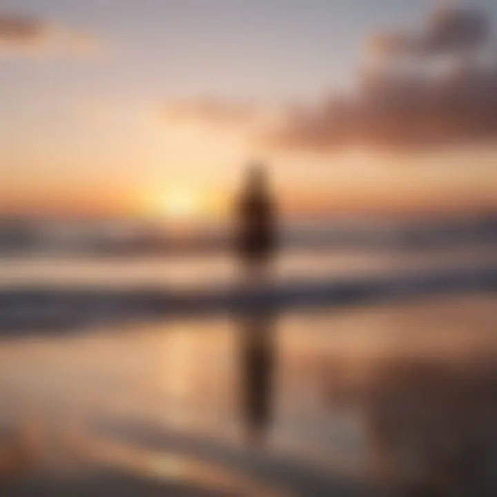 Mindfulness practice at the beach during sunset