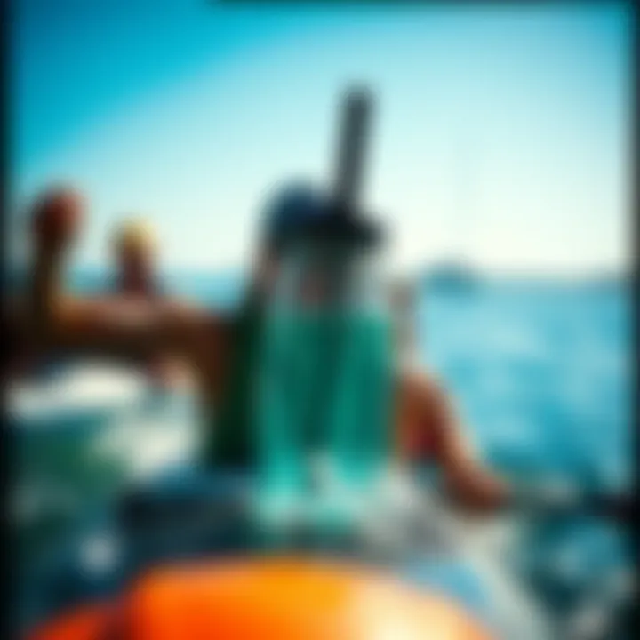 Corkcicle Straw Cap in Action Corkcicle Straw Cap in use during a watersport activity, highlighting its practicality