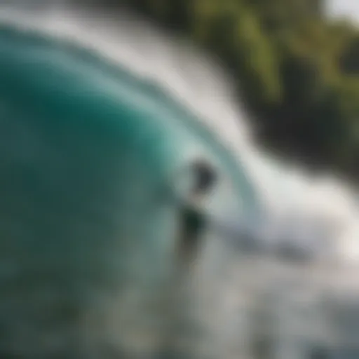 Beginner surfer catching a wave