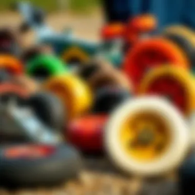 Diverse Cruiser Board Wheels Variety of cruiser board wheels highlighting different materials and sizes