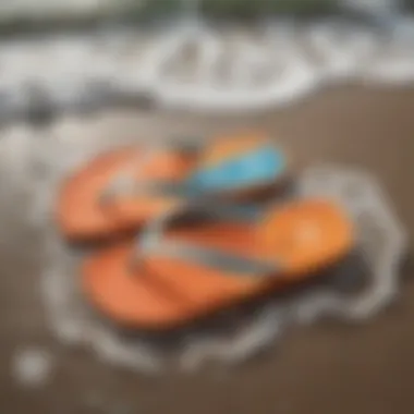 Close-up of eco-friendly materials used in surf flip flops