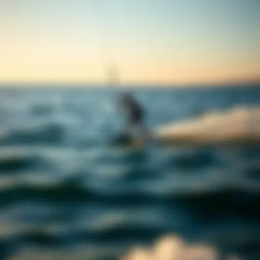 Electric foil board gliding over water