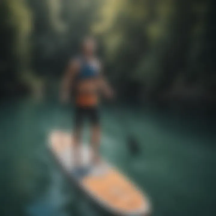 Electric stand up paddleboard on calm waters