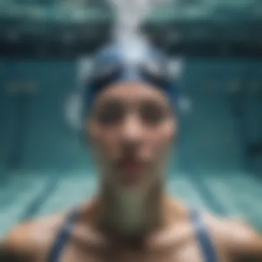 Swimmer practicing controlled breathing techniques in water