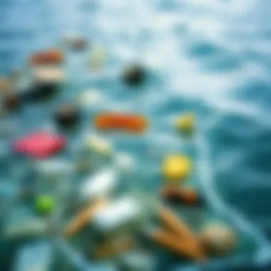 A polluted ocean with plastic debris
