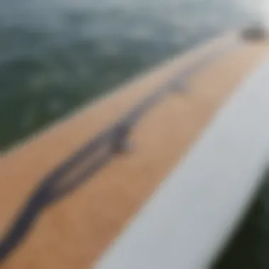 Close-up of paddle board materials and construction