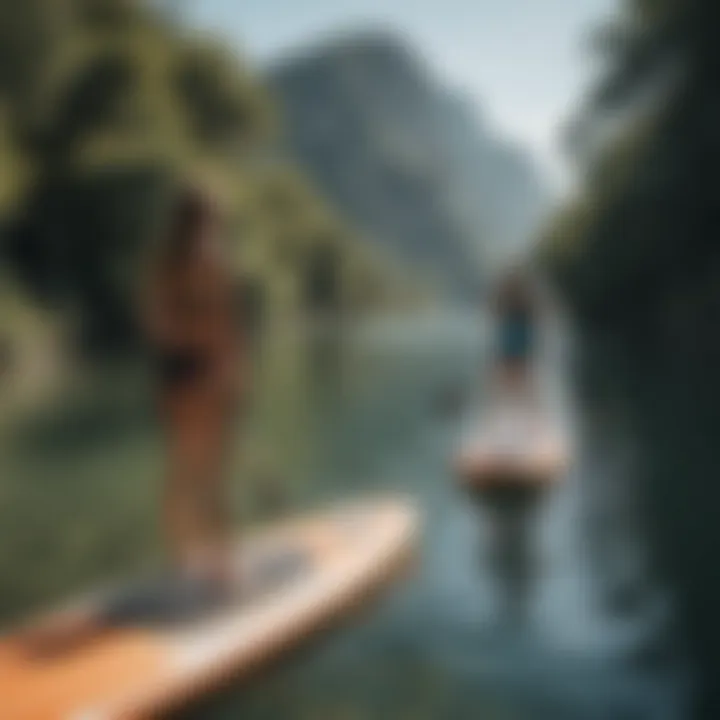 Paddle board in action on a scenic waterway