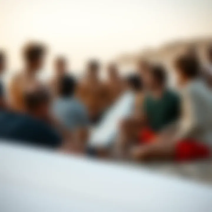 A community of surfers discussing Evo surfboards on the beach