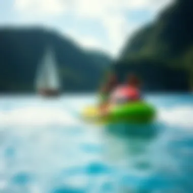 A couple enjoying a thrilling water sport activity in the crystal-clear waters near Coconut Bay.