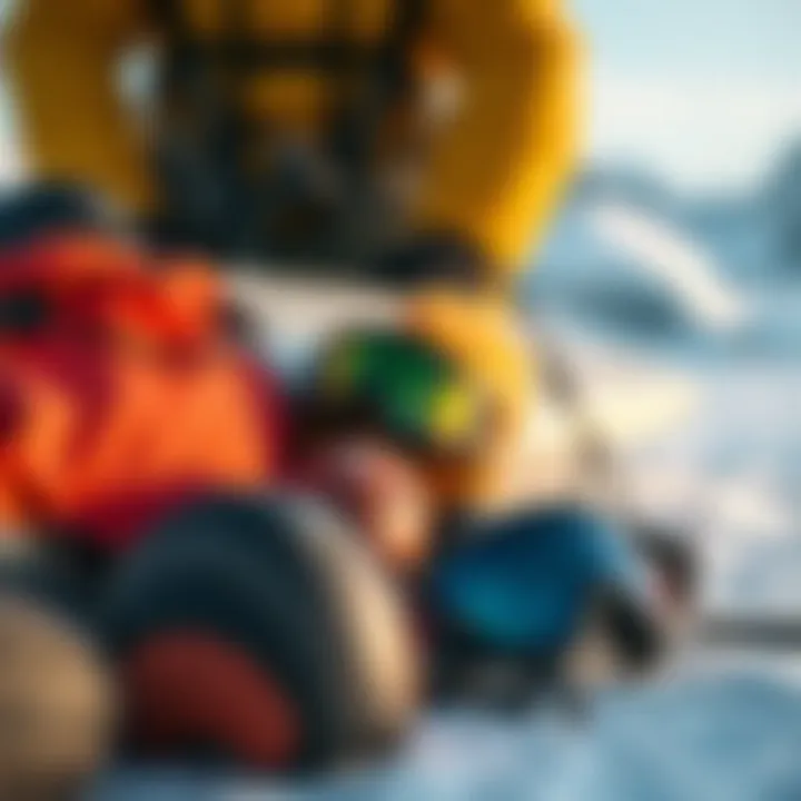 Essential surfing gear displayed against a backdrop of Arctic scenery