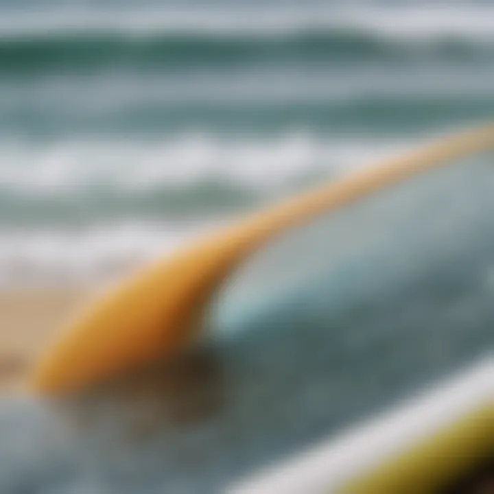 Close-up of a surfboard fin designed for performance