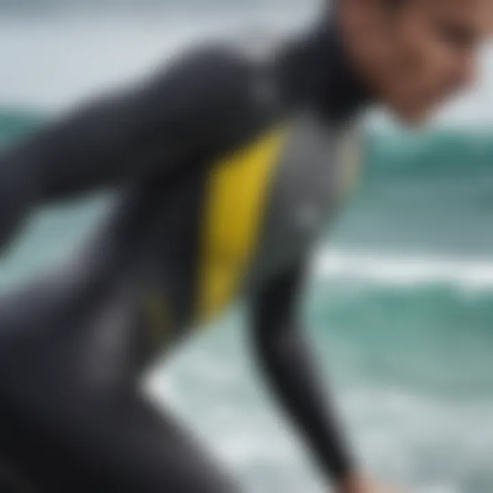 Close-up view of high-performance surf wetsuit material