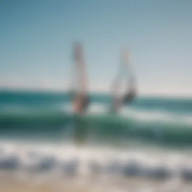 Windsurfing enthusiasts gliding over gentle waves