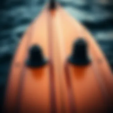 Close-up view of a high-performance bodyboard highlighting its material and craftsmanship.