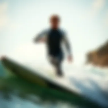 Action Shot of Springsuit in Use Watersports enthusiast wearing a cheeky springsuit while surfing