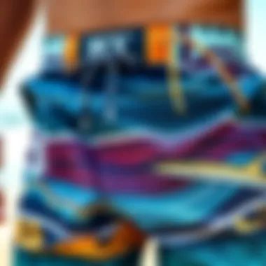 Close-up of the fabric texture of boardshorts