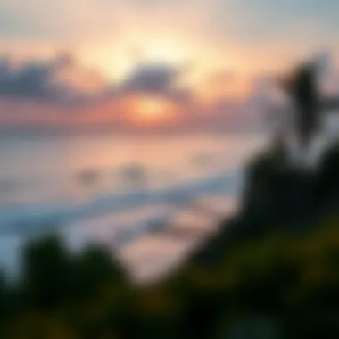 Stunning view of a family-friendly surf destination at sunset