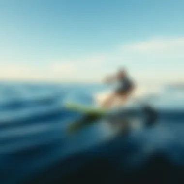 Demonstrating Paddle Board Speed Paddle boarder in motion demonstrating speed