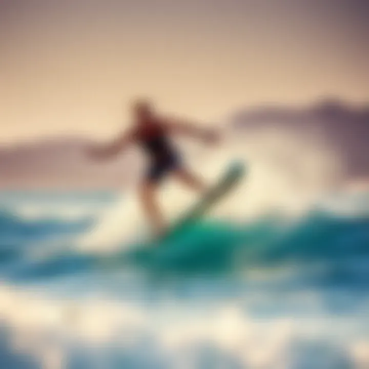 Dynamic Maneuver on a Foil Surfboard Rider performing a maneuver on a foil surfboard