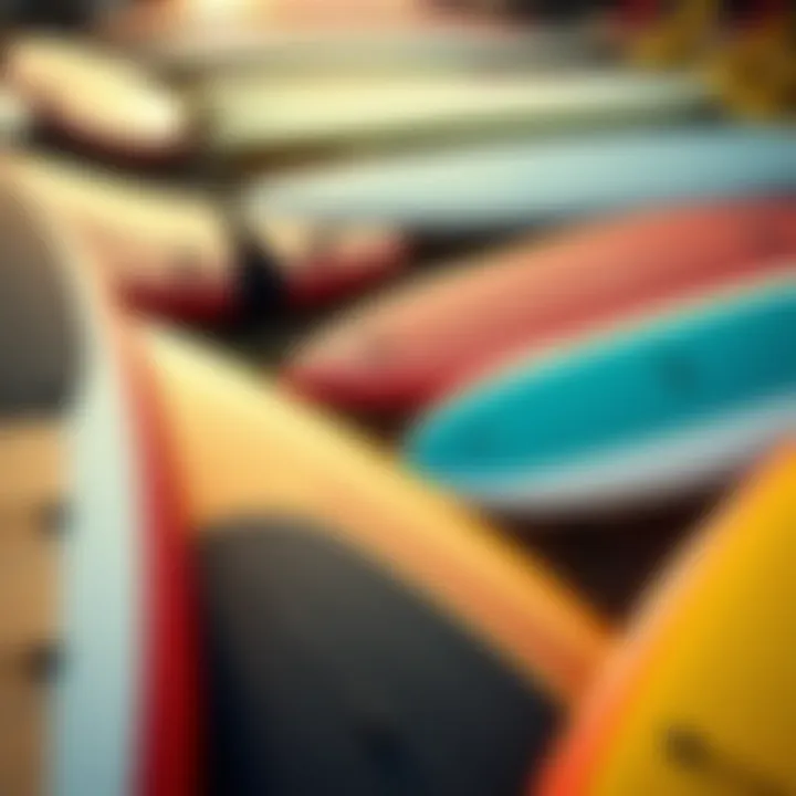 Variety of Foil Surfboard Types Different types of foil surfboards laid out