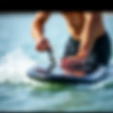 Grip Tape Application on Skimboard Demonstration of grip tape application on a skimboard