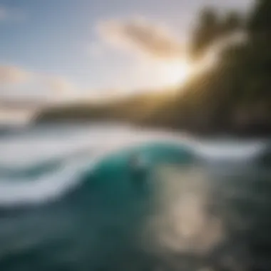 Surfers catching waves at the renowned surf spots of Honolua Bay