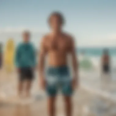 Group of diverse surfers showcasing the cultural significance of boardshorts