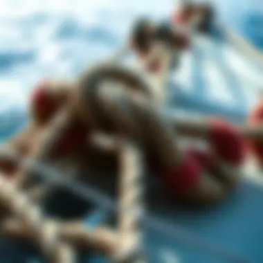 A close-up of sailing knots, representing the mastery of skills and knowledge in sailing