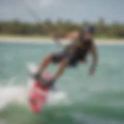 Kitesurfers riding the waves in Miami