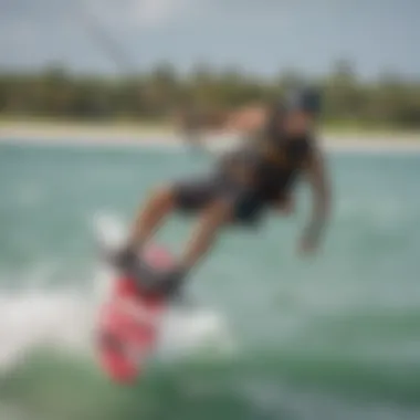 Kitesurfers riding the waves in Miami