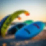 Diverse Range of Liquid Force Kites Diverse range of Liquid Force kites displayed on the beach